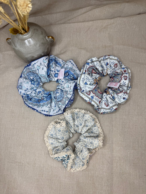 French Vintage Trim Hair Scrunchies | Double Sided
