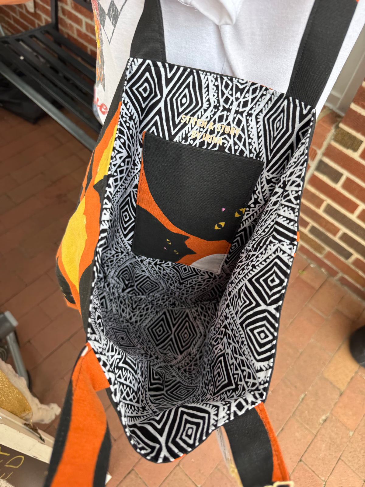 Cat Tote Bag with Interior Phone Pocket