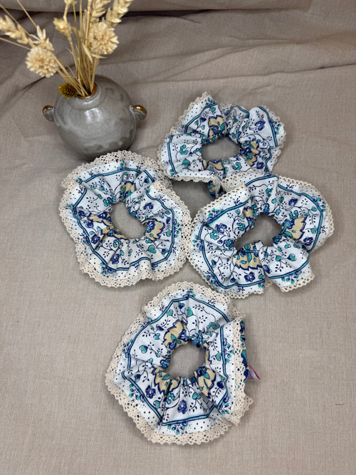 French Vintage Trims Lace Scrunchies | Double Sided