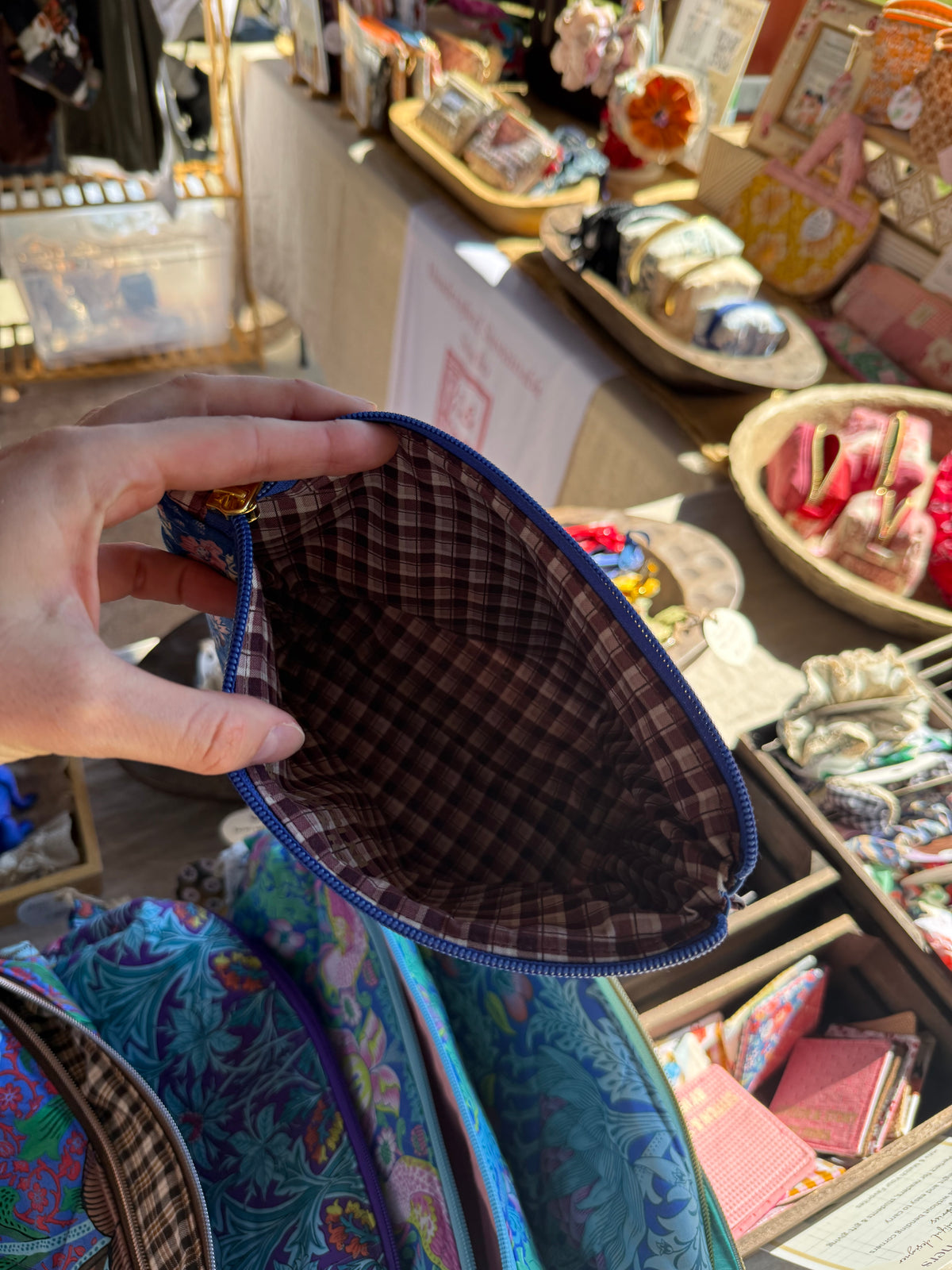 One-of-a-Kind Quilted Rectangular Pouch with Vintage French Borders