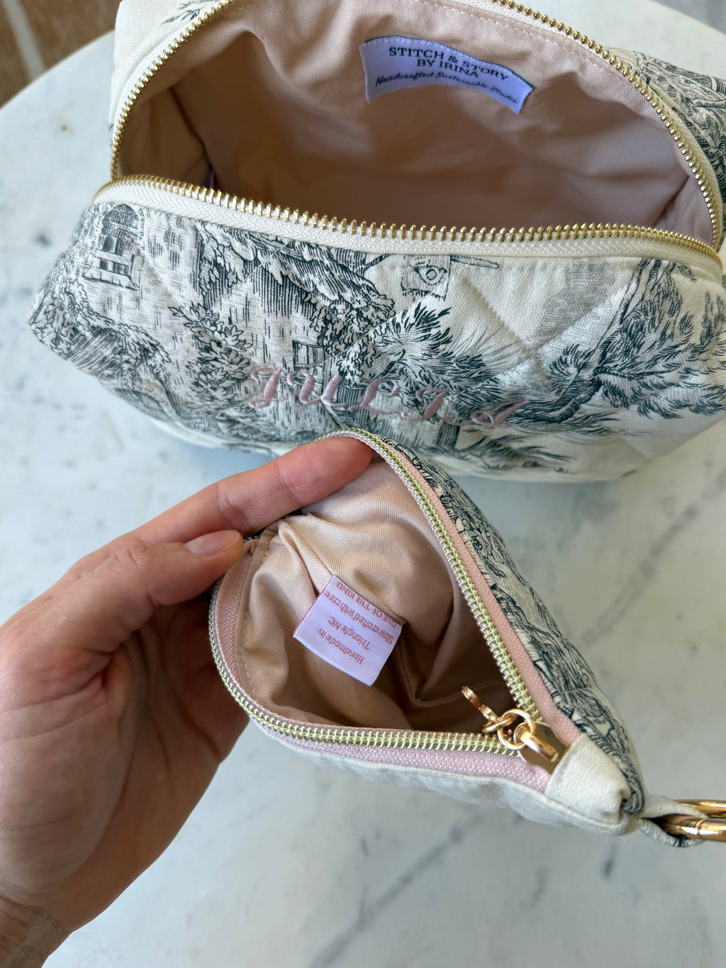 Personalized French Toile de Jouy Mini Wallet