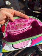 Whimsical Quilted Boxy Pouch with Interior Zipper Pocket