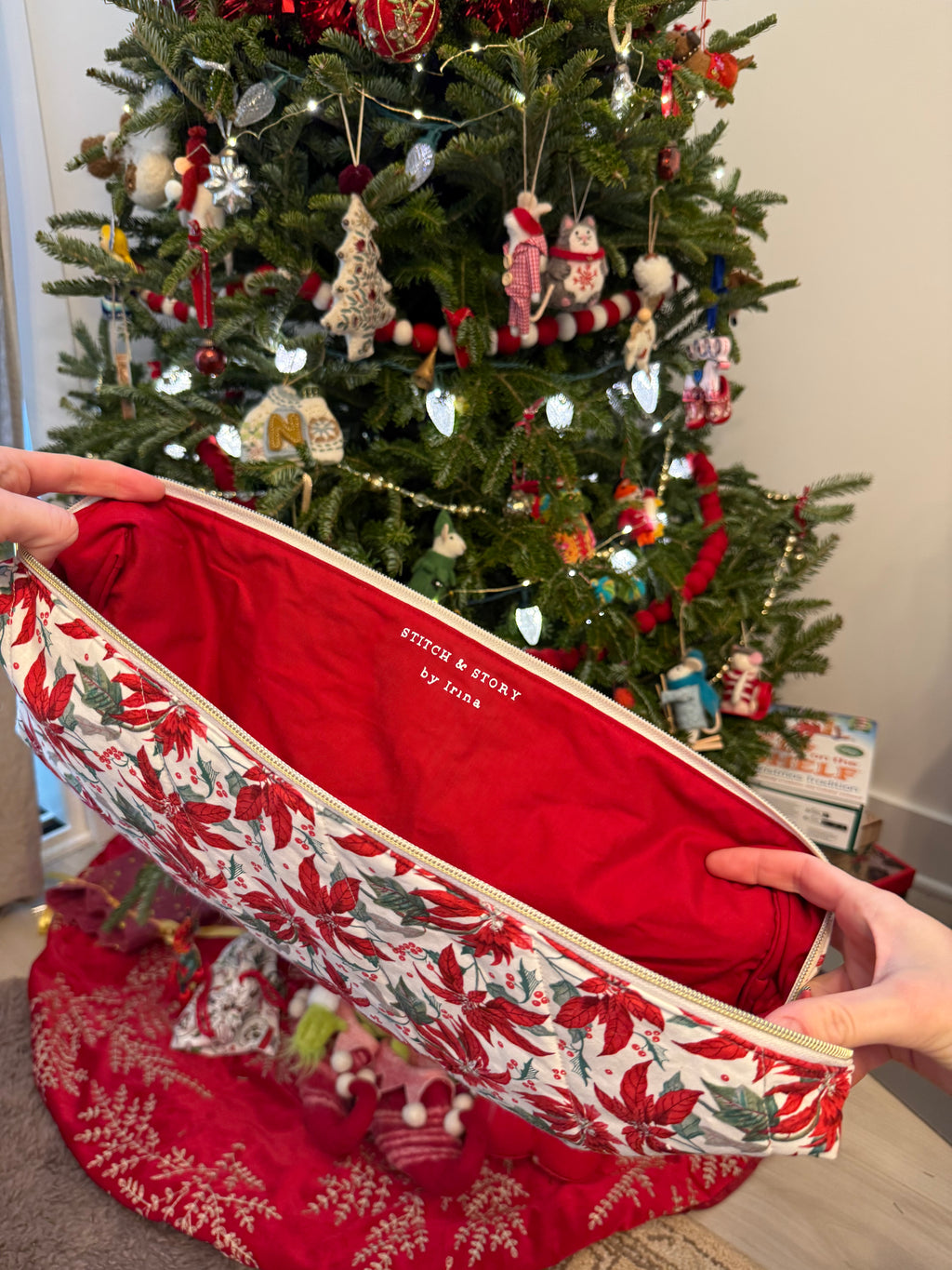 Quilted Holiday Hair Tool Case | Handmade Travel Pouch for Styling Tools