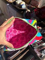 Whimsical Quilted Boxy Pouch with Interior Zipper Pocket
