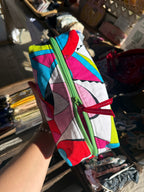 Whimsical Quilted Boxy Pouch with Interior Zipper Pocket