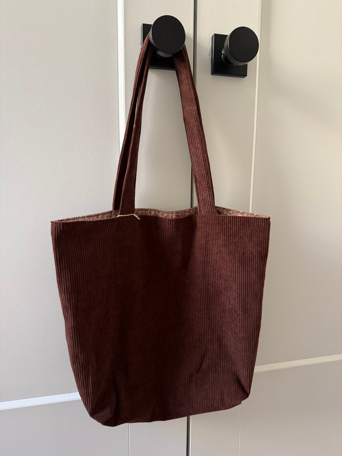 Corduroy Tote Bag with Interior Phone Pocket