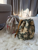Handmade Quilted Drawstring Bucket – Reusable Gift Bag & Organizer