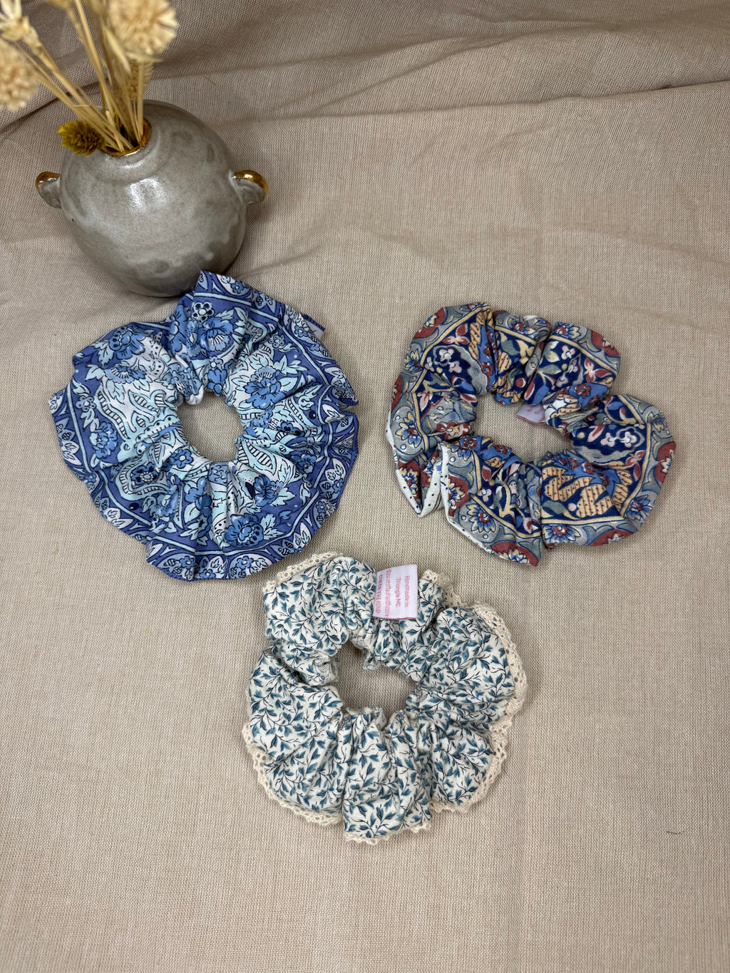 French Vintage Trim Hair Scrunchies | Double Sided