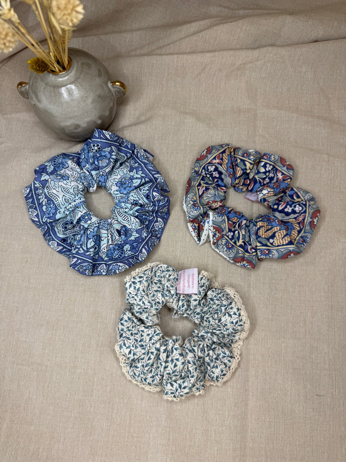 French Vintage Trim Hair Scrunchies | Double Sided