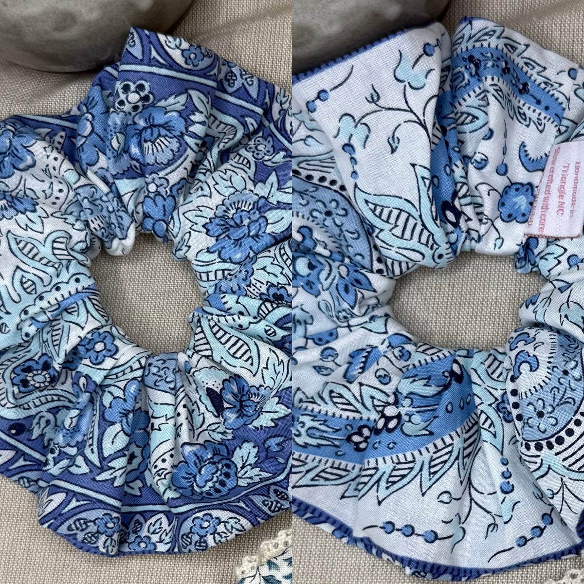French Vintage Trim Hair Scrunchies | Double Sided