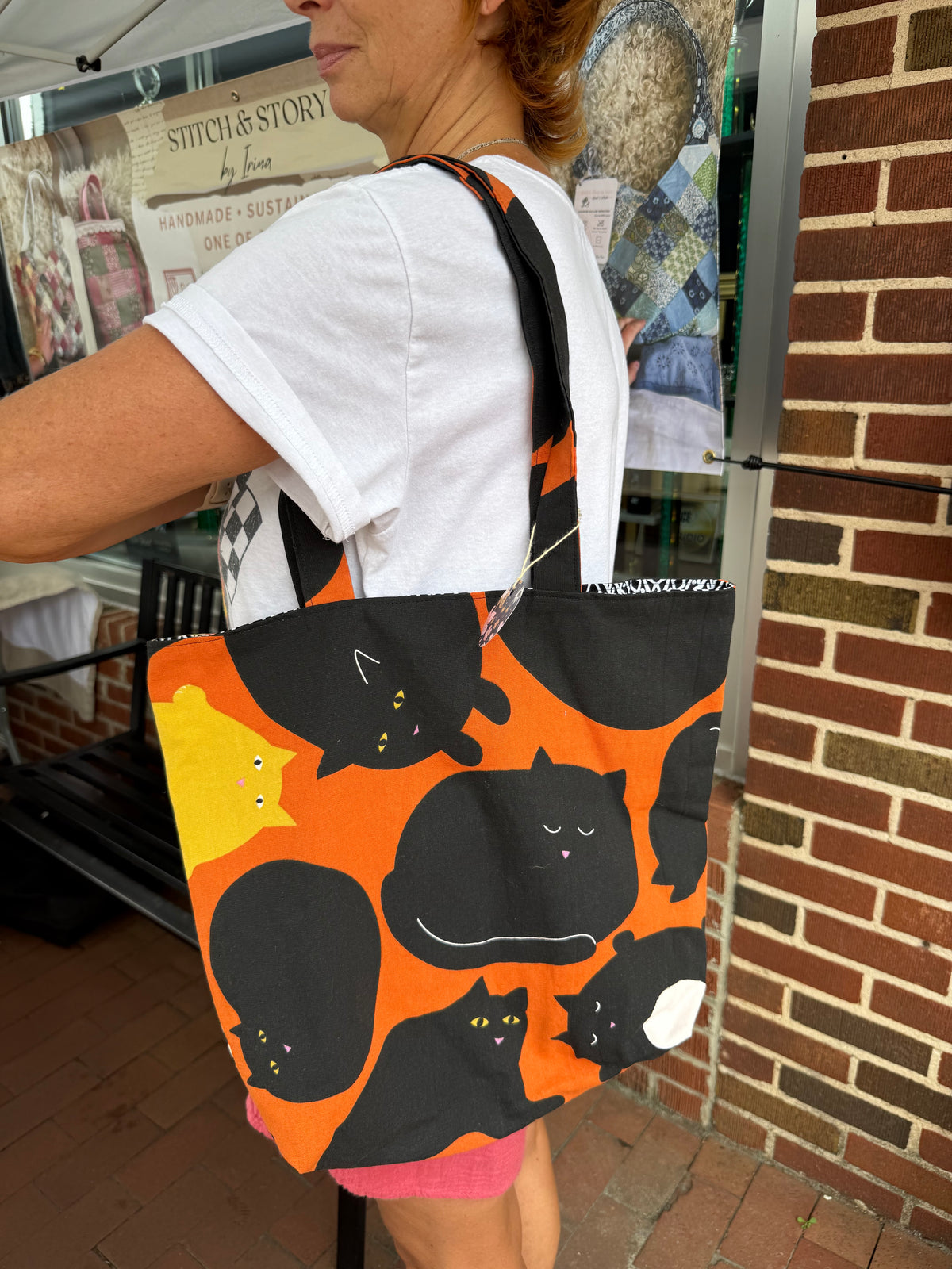 Cat Tote Bag with Interior Phone Pocket