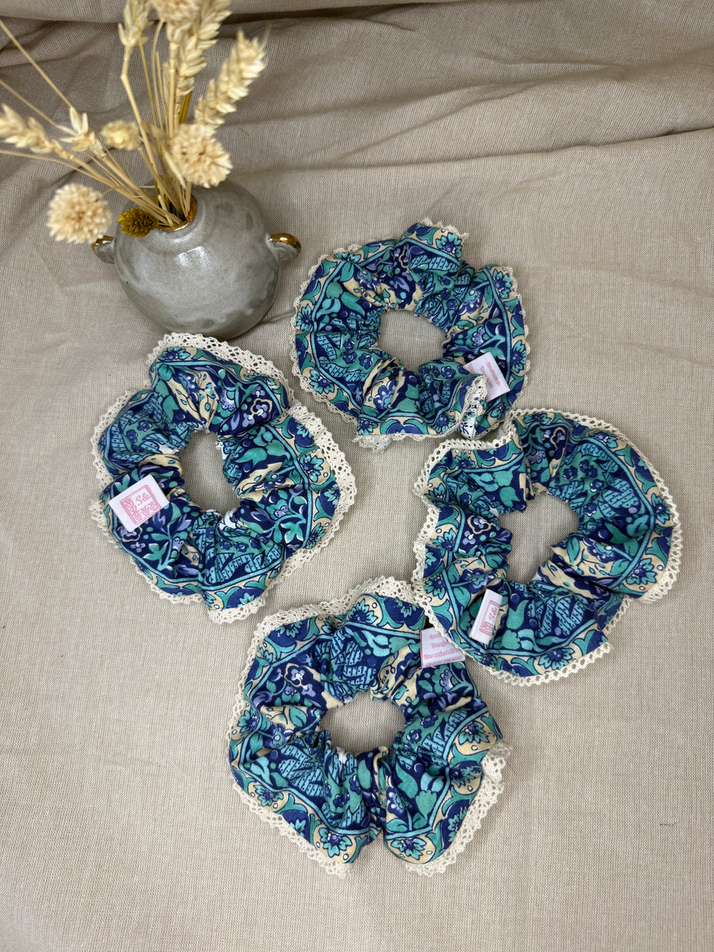 French Vintage Trims Lace Scrunchies | Double Sided