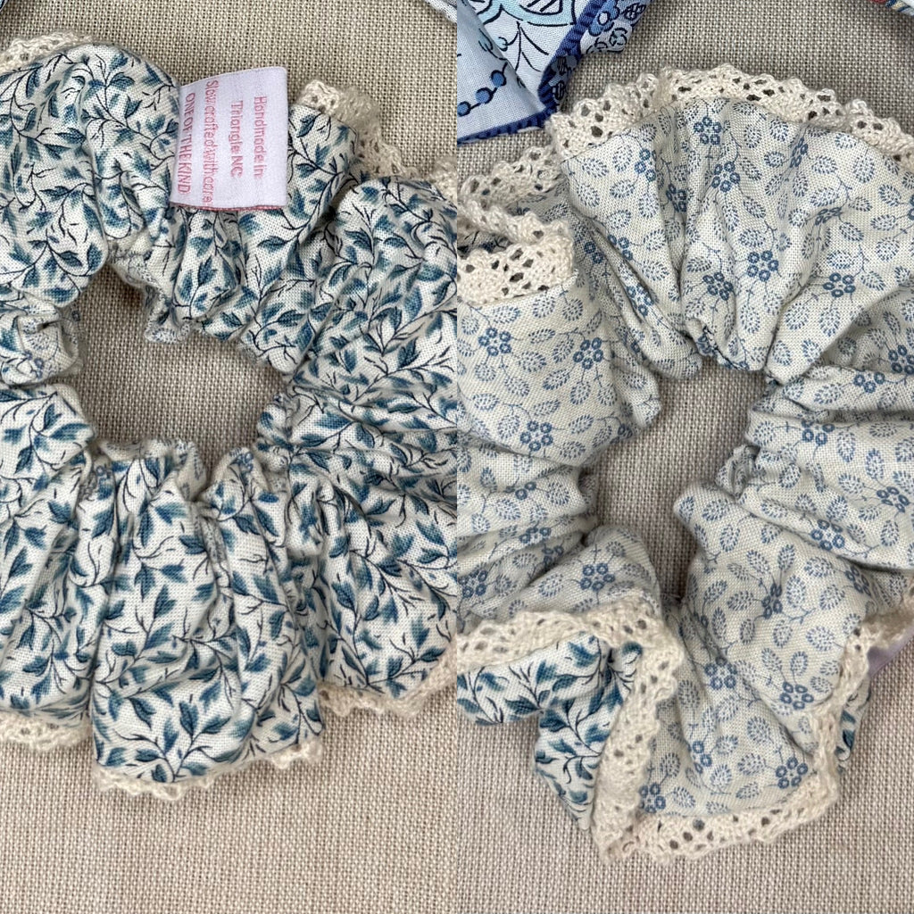 French Vintage Trim Hair Scrunchies | Double Sided