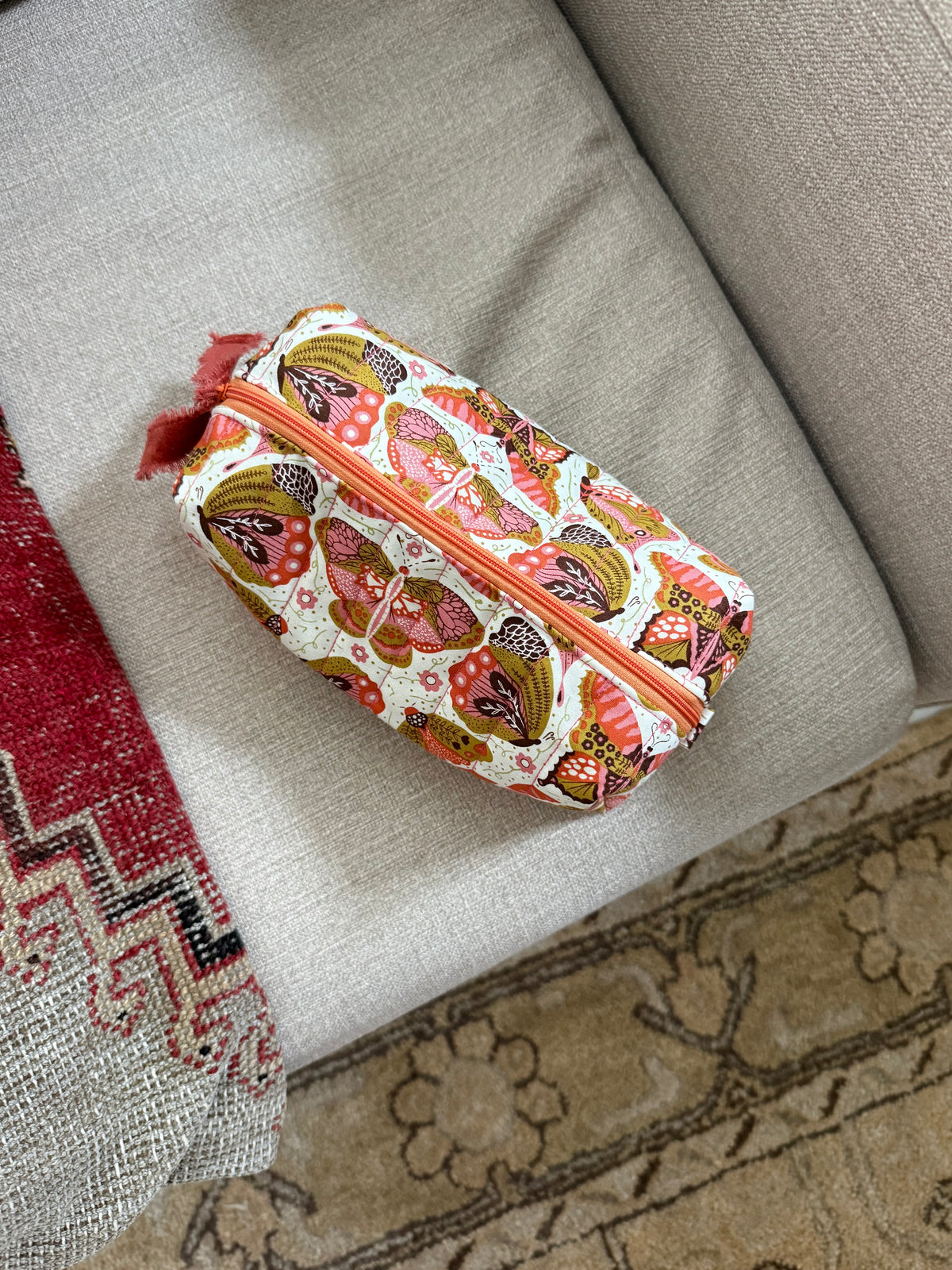 Quilted Butterfly Pouch | Handmade Zipper Pouch