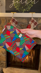 Festive Patchwork Flat Pouch | Holiday Organizer & Gift Bag