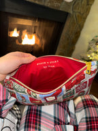 Festive Holiday Zip Pouch – Handmade Makeup Bag, Travel Organizer, Gift Pouch