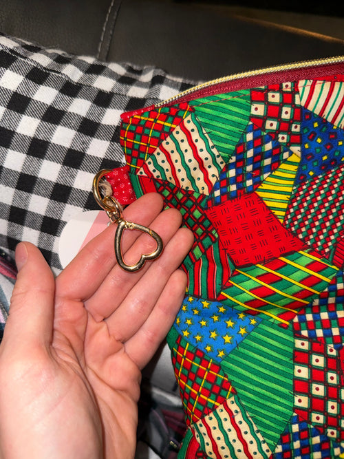 Festive Patchwork Flat Pouch | Holiday Organizer & Gift Bag