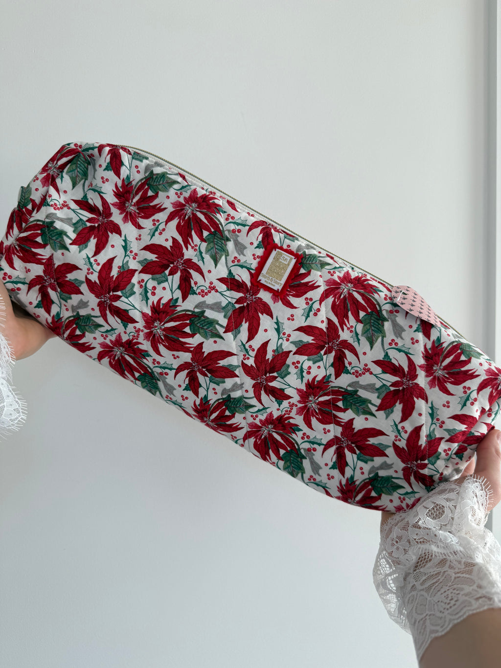 Quilted Holiday Hair Tool Case | Handmade Travel Pouch for Styling Tools