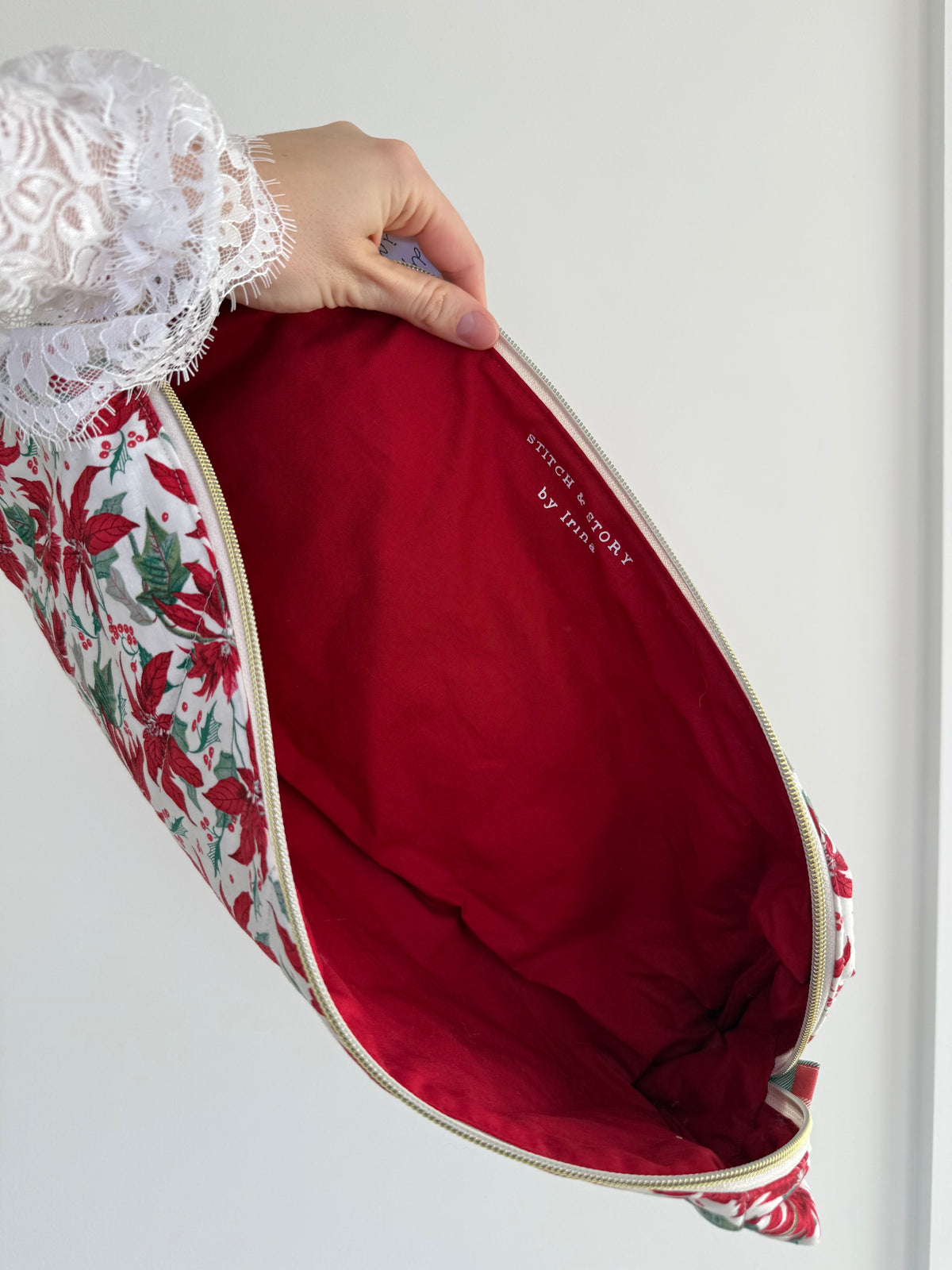 Quilted Holiday Hair Tool Case | Handmade Travel Pouch for Styling Tools