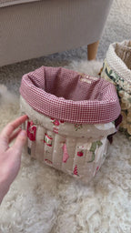 Handmade Quilted Drawstring Bucket – Reusable Gift Bag & Organizer