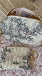 Personalized French Toile de Jouy Pouch