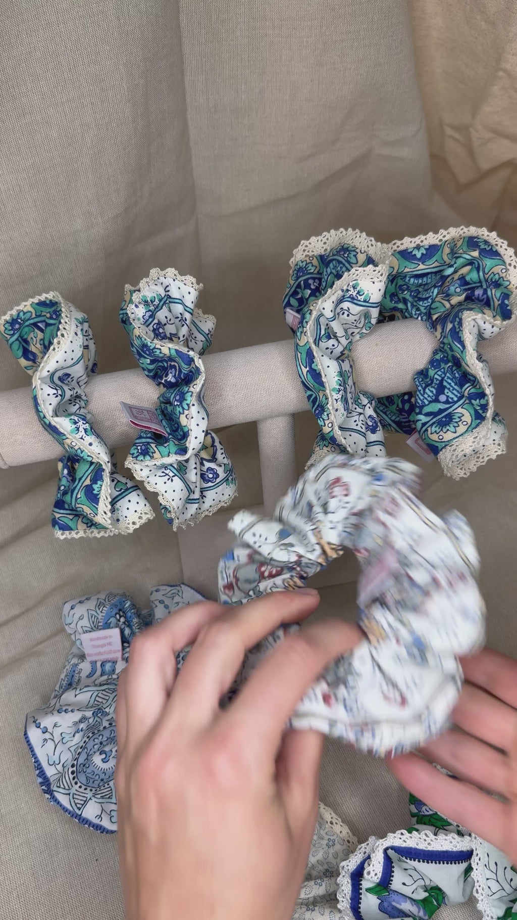 French Vintage Trim Hair Scrunchies | Double Sided