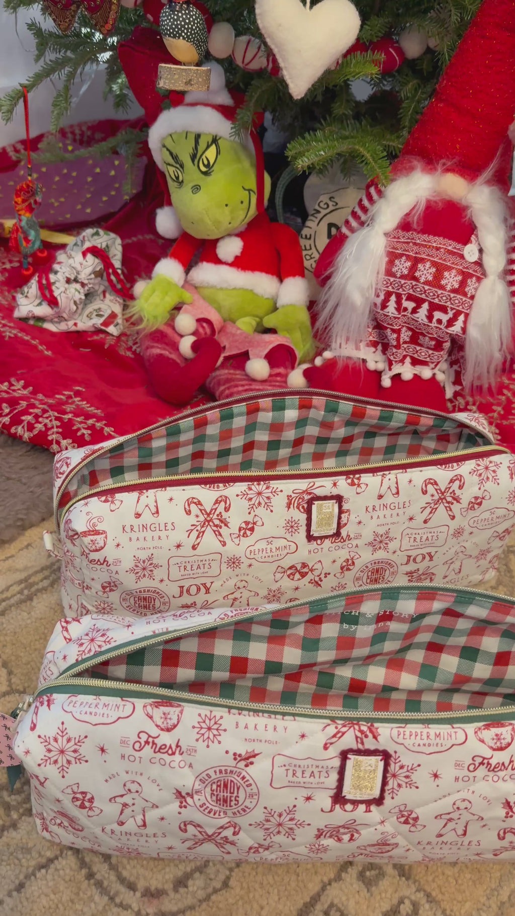 Quilted Holiday Hair Tool Case | Handmade Travel Pouch for Styling Tools