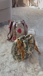 Handmade Quilted Drawstring Bucket – Reusable Gift Bag & Organizer
