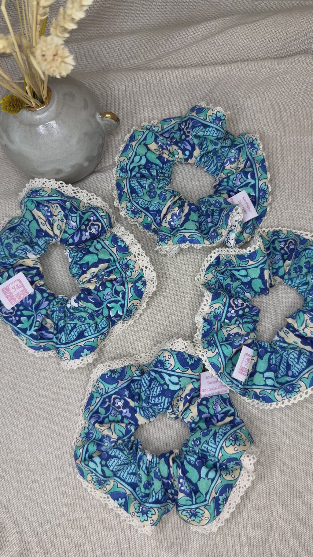 French Vintage Trims Lace Scrunchies | Double Sided