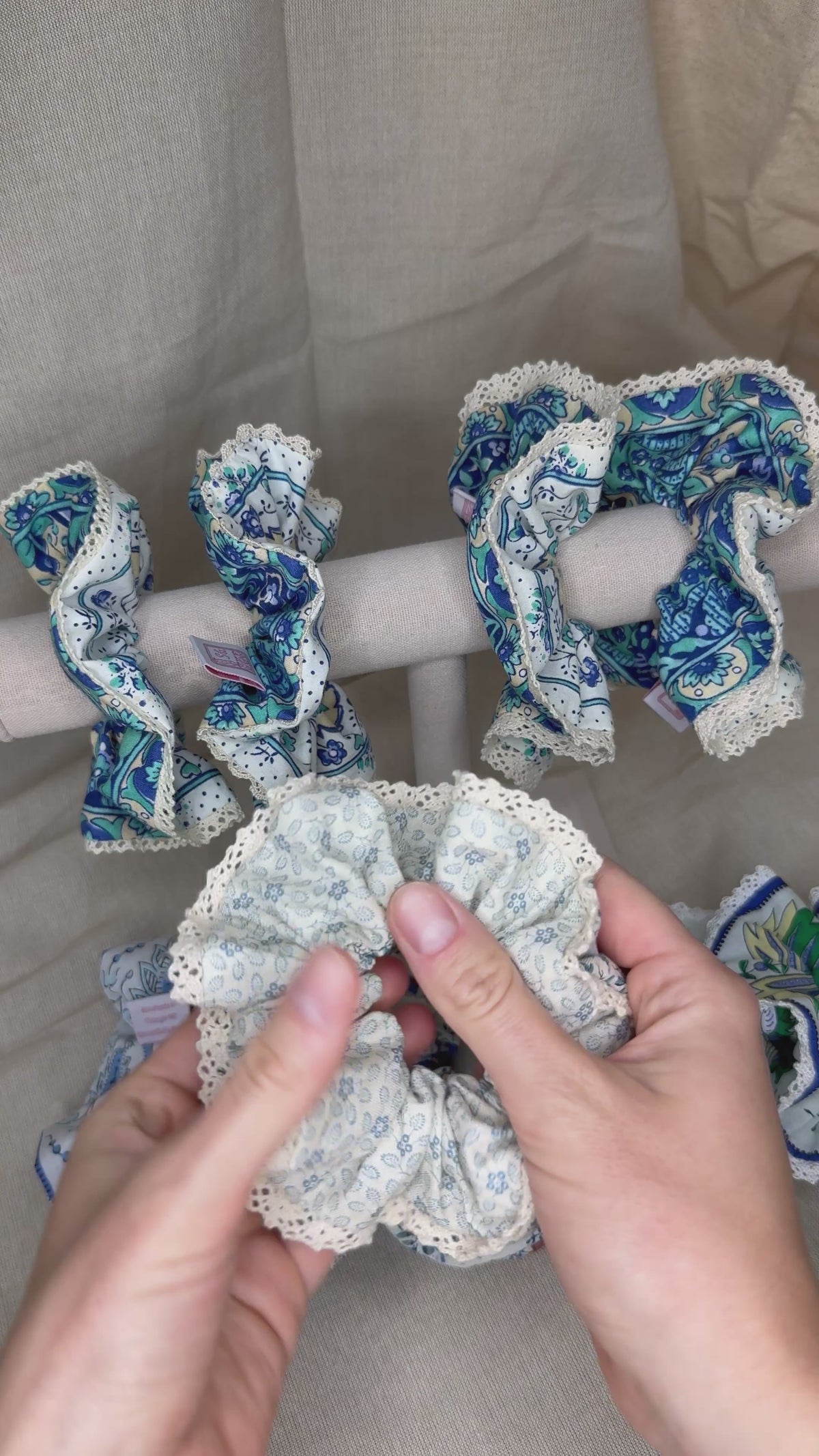 French Vintage Trim Hair Scrunchies | Double Sided