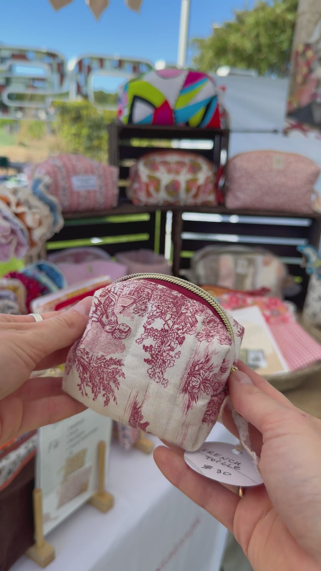 Small Boxy Pouch | French Toile de Jouy Fabric